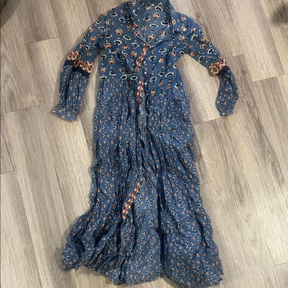 Free People Blue Patterned Maxi Dress